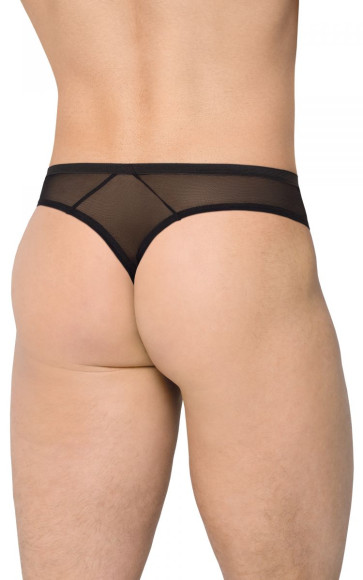 Мужские трусы-стринги из сетки и материала wet-look Мужские трусы-стринги из сетки и материала wet-look