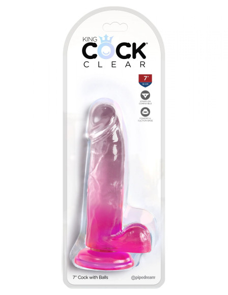 Розовый фаллоимитатор с мошонкой на присоске 7’’ Cock with Balls - 20,3 см. Розовый фаллоимитатор с мошонкой на присоске 7’’ Cock with Balls - 20,3 см.