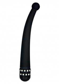 Чёрный вибратор DIAMOND INTENSE PROBE - 21,5 см.