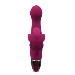 Бордовый вибромассажёр с клиторальной бабочкой LOTUS FLUTTER BERRY -  15,8 см.