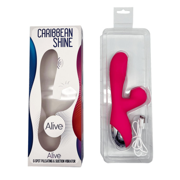 Ярко-розовый вибратор-кролик Caribbean Shine - 21 см. Ярко-розовый вибратор-кролик Caribbean Shine - 21 см.