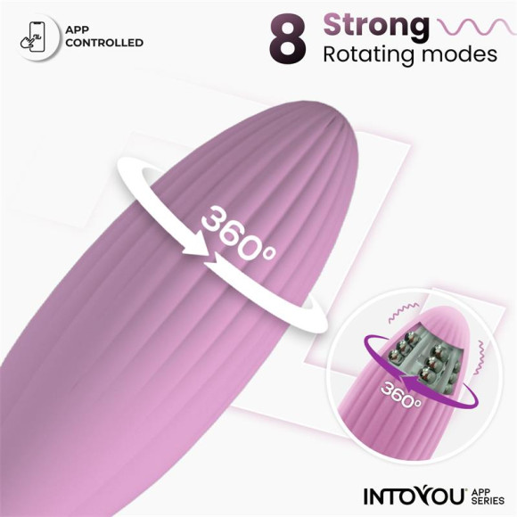 Нежно-розовое интерактивное виброяйцо с функцией вращения Rotating Beads