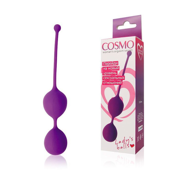 Фиолетовые двойные вагинальные шарики Cosmo с хвостиком для извлечения Фиолетовые двойные вагинальные шарики Cosmo с хвостиком для извлечения