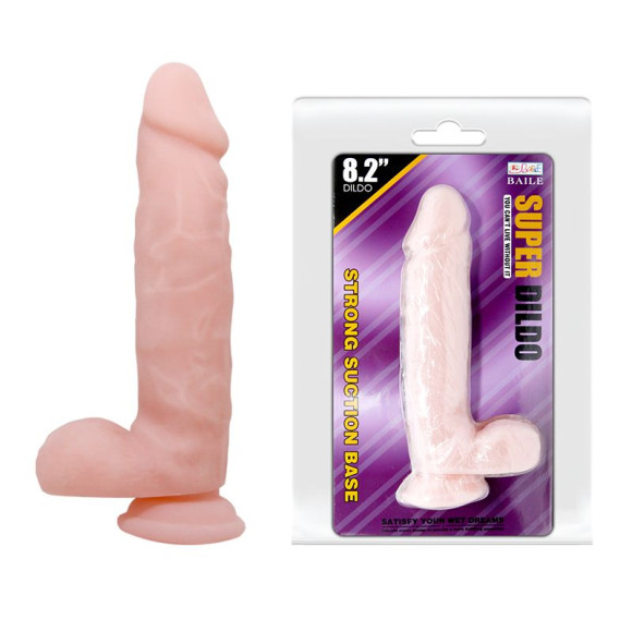 Телесный фаллоимитатор с присоской Super Dildo - 21 см. Телесный фаллоимитатор с присоской Super Dildo - 21 см.