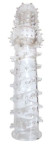 Закрытая прозрачная рельефная насадка с шипиками Crystal sleeve - 13,5 см.