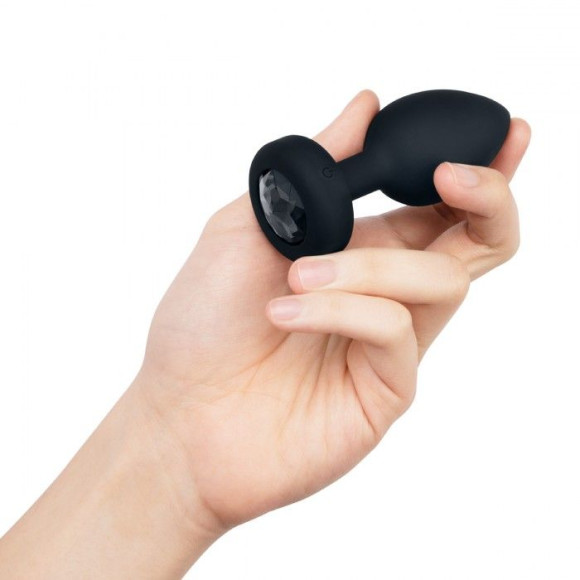 Черная анальная вибровтулка с кристаллом Vibrating Jewel Plug M/L - 10,5 см. Черная анальная вибровтулка с кристаллом Vibrating Jewel Plug M/L - 10,5 см.