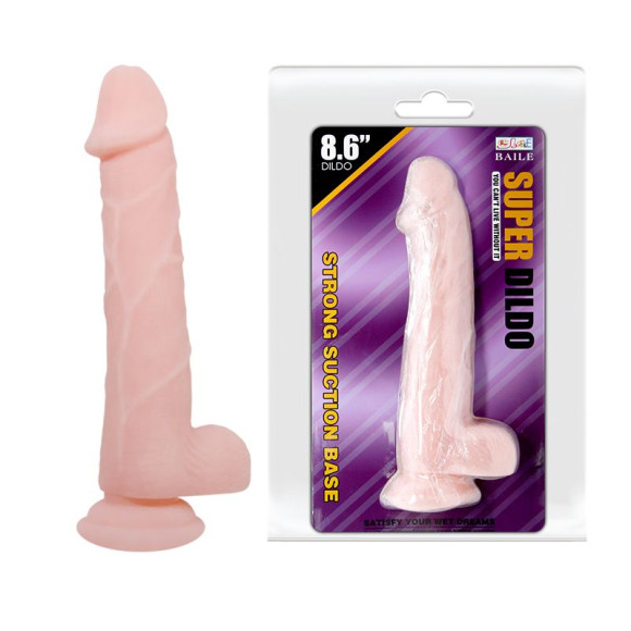 Телесный фаллоимитатор на присоске Super Dildo - 22 см. Телесный фаллоимитатор на присоске Super Dildo - 22 см.