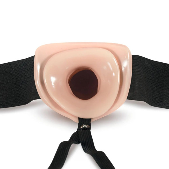 Телесный фаллопротез на черных эластичных ремнях 7 Inch Hollow Strap On - 17 см. Телесный фаллопротез на черных эластичных ремнях 7 Inch Hollow Strap On - 17 см.