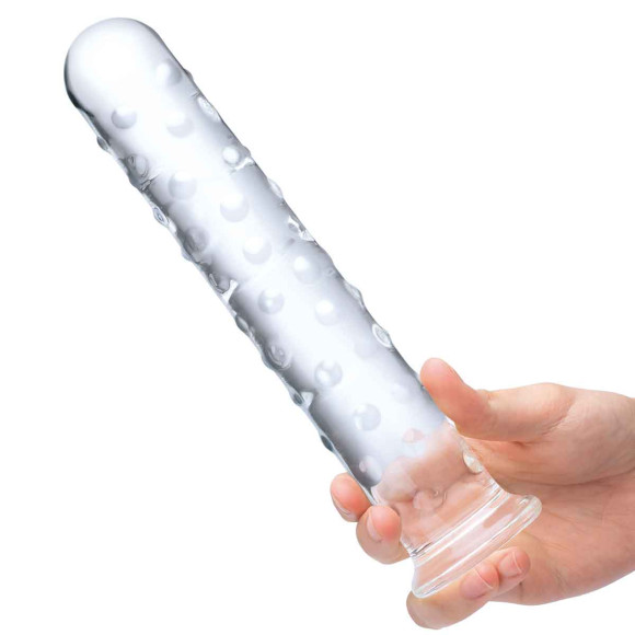 Прозрачный стеклянный фаллос с массажным рельефом 10 Extra Large Glass Dildo - 25,5 см. Прозрачный стеклянный фаллос с массажным рельефом 10 Extra Large Glass Dildo - 25,5 см.