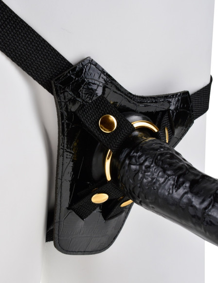 Чёрный с золотом женский страпон Designer Strap-On Чёрный с золотом женский страпон Designer Strap-On