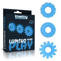 Набор из 3 голубых, светящихся в темноте эрекционных колец Lumino Play Набор из 3 голубых, светящихся в темноте эрекционных колец Lumino Play
