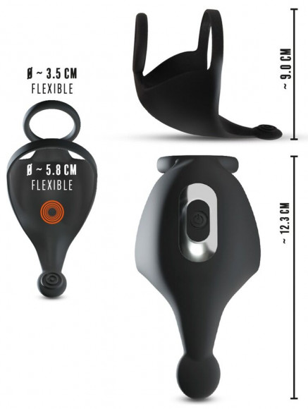 Черная вибронасадка для эрекции и стимуляции мошонки Cock ring with RC ball massager Черная вибронасадка для эрекции и стимуляции мошонки Cock ring with RC ball massager