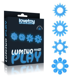 Набор из 4 голубых, светящихся в темноте эрекционных колец Lumino Play Набор из 4 голубых, светящихся в темноте эрекционных колец Lumino Play