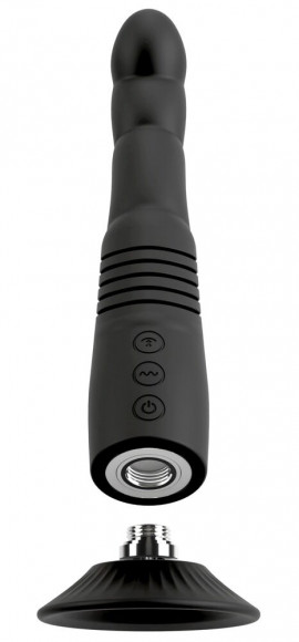Черный вибратор с поступательными движениями G and P-Spot Thrusting Vibrator - 23 см. Черный вибратор с поступательными движениями G and P-Spot Thrusting Vibrator - 23 см.