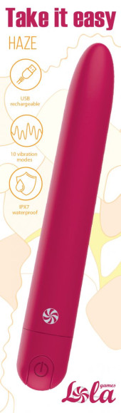 Бордовый перезаряжаемый вибратор Haze - 18 см. Бордовый перезаряжаемый вибратор Haze - 18 см.