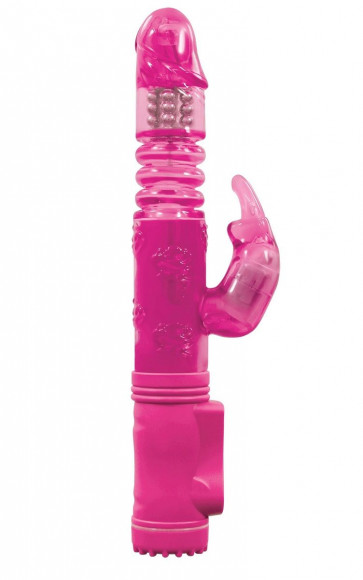 Вибромассажер с клиторальной стимуляцией BunnyTron Petite Thruster Vibe - 25 см.
