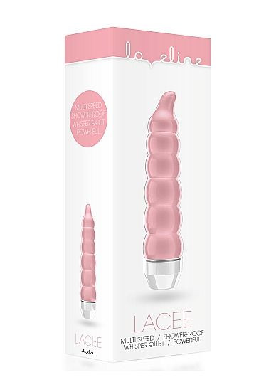 Розовый фигурный вибратор Lacee с тонким кончиком - 15,5 см.