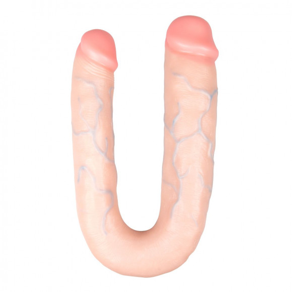 Телесный U-образный фаллоимитатор Easytoys Double Dong - 22 см. Телесный U-образный фаллоимитатор Easytoys Double Dong - 22 см.
