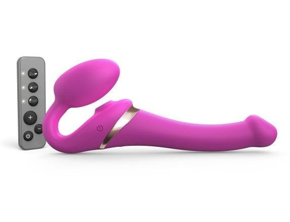 Ярко-розовый безремневой страпон Multi Orgasm Size S с клиторальной стимуляцией Ярко-розовый безремневой страпон Multi Orgasm Size S с клиторальной стимуляцией