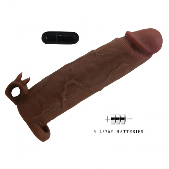 Коричневая насадка на пенис Xerxes - 22 см.