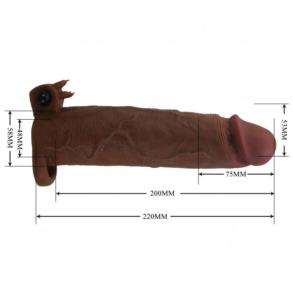 Коричневая насадка на пенис Xerxes - 22 см.