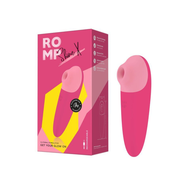 Розовый бесконтактный клиторальный стимулятор Romp Shine X Розовый бесконтактный клиторальный стимулятор Romp Shine X