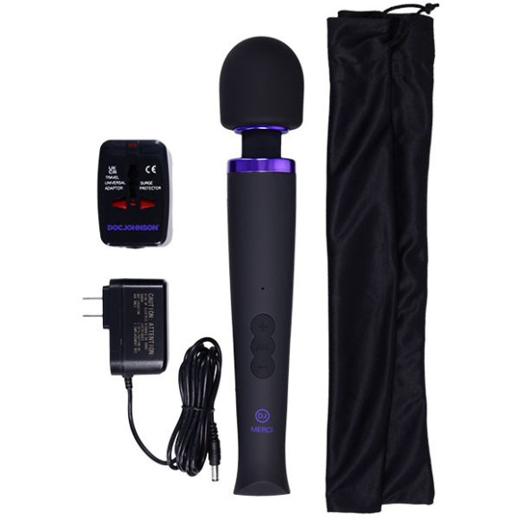 Черный жезловый вибромассажёр Merci Power Wand