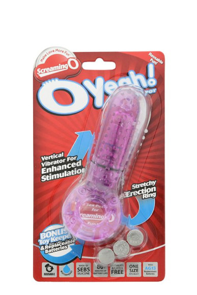 Фиолетовое эрекционное кольцо с вибрацией и пальчиком OYEAH PURPLE Фиолетовое эрекционное кольцо с вибрацией и пальчиком OYEAH PURPLE