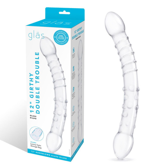 Двусторонний стеклянный фаллоимитатор 12’’ Girthy Double Trouble Glass Dildo - 30 см. Двусторонний стеклянный фаллоимитатор 12’’ Girthy Double Trouble Glass Dildo - 30 см.