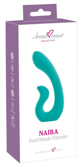 Бирюзовый вибратор NAIRA Dual Heads Vibrator - 17,5 см. Бирюзовый вибратор NAIRA Dual Heads Vibrator - 17,5 см.