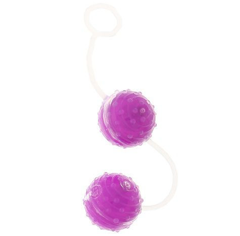 Фиолетовые вагинальные шарики с пупырышками AGITATING SILICONE BALLS Фиолетовые вагинальные шарики с пупырышками AGITATING SILICONE BALLS