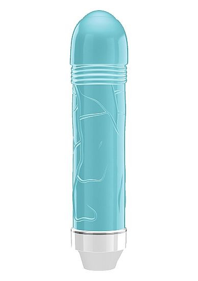 Бирюзовый вибратор Lenore с тонкими венками - 14,5 см. Бирюзовый вибратор Lenore с тонкими венками - 14,5 см.
