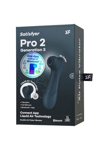 Черный вакуумный стимулятор клитора Satisfyer Pro 2 Generation 3 с управлением через приложение Черный вакуумный стимулятор клитора Satisfyer Pro 2 Generation 3 с управлением через приложение