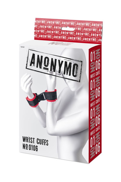 Красно-черные велюровые наручники Anonymo Красно-черные велюровые наручники Anonymo