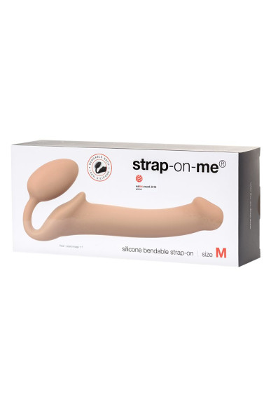 Телесный безремневой страпон Silicone Bendable Strap-On - size M Телесный безремневой страпон Silicone Bendable Strap-On - size M