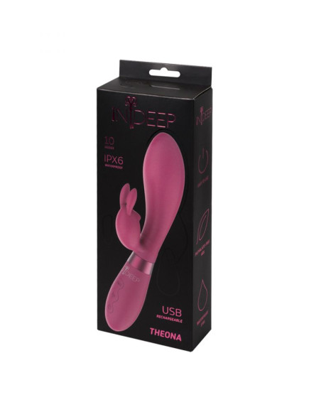 Малиновый вибратор-кролик Indeep Theona - 21,5 см. Малиновый вибратор-кролик Indeep Theona - 21,5 см.
