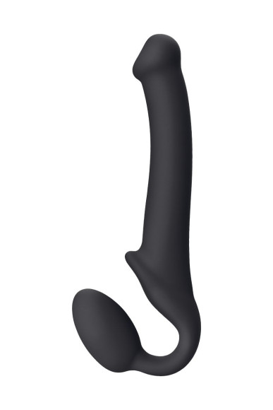 Черный безремневой страпон Silicone Bendable Strap-On - size M Черный безремневой страпон Silicone Bendable Strap-On - size M