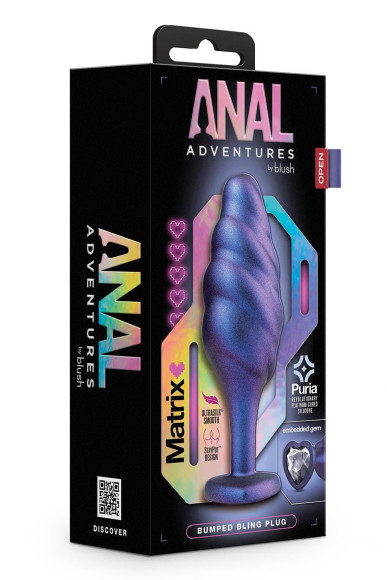 Фиолетовая анальная пробка с кристаллом-сердцем Matrix Bumped Bling Plug - 11,4 см. Фиолетовая анальная пробка с кристаллом-сердцем Matrix Bumped Bling Plug - 11,4 см.
