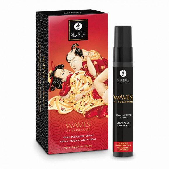 Оральный спрей Waves of Pleasure с ароматом клубники и шампанского - 20 мл.
