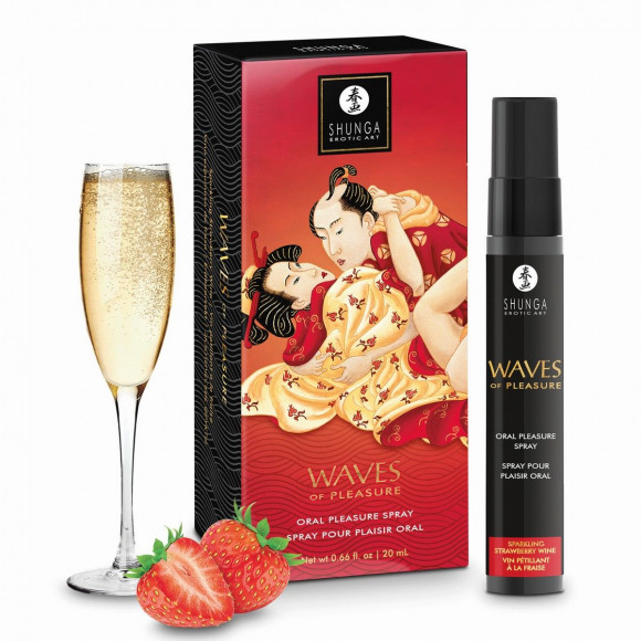 Оральный спрей Waves of Pleasure с ароматом клубники и шампанского - 20 мл.