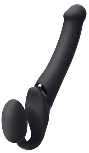Черный безремневой вибрострапон Silicone Bendable Strap-On - size M Черный безремневой вибрострапон Silicone Bendable Strap-On - size M