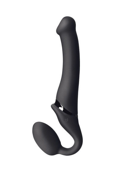Черный безремневой вибрострапон Silicone Bendable Strap-On - size M Черный безремневой вибрострапон Silicone Bendable Strap-On - size M