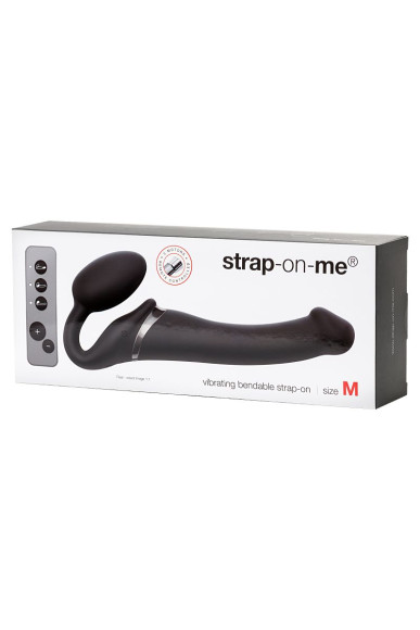 Черный безремневой вибрострапон Silicone Bendable Strap-On - size M Черный безремневой вибрострапон Silicone Bendable Strap-On - size M