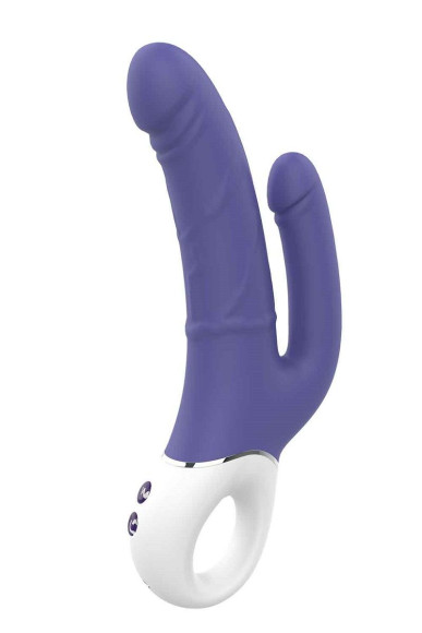 Синий анально-вагинальный вибратор Double Pleasure - 23,5 см. Синий анально-вагинальный вибратор Double Pleasure - 23,5 см.