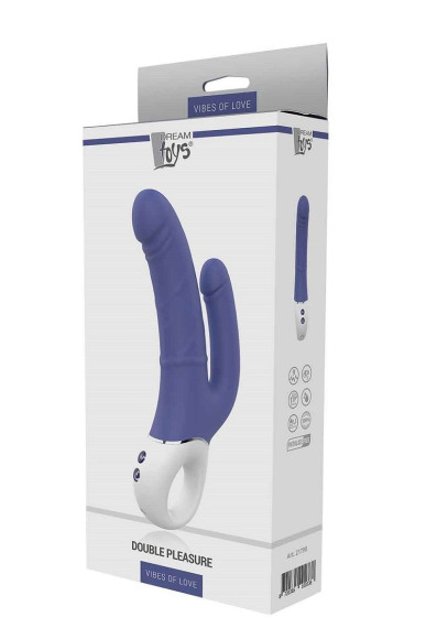 Синий анально-вагинальный вибратор Double Pleasure - 23,5 см. Синий анально-вагинальный вибратор Double Pleasure - 23,5 см.