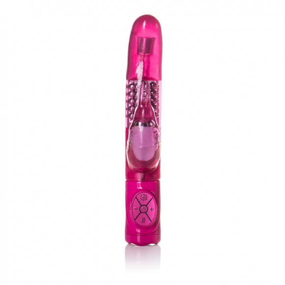 Розовый вибромассажер Advanced G Jack Rabbit  с клиторальным зайчиком - 18 см.