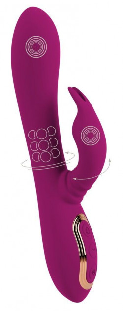 Фиолетовый вибратор 3 Function Vibrator с вращением бусин - 23 см.
