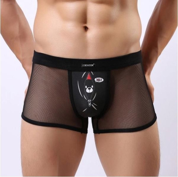 Мужские трусы-боксеры из сетки Cockcon Unzip-Me Boxer с пикантным принтом Мужские трусы-боксеры из сетки Cockcon Unzip-Me Boxer с пикантным принтом