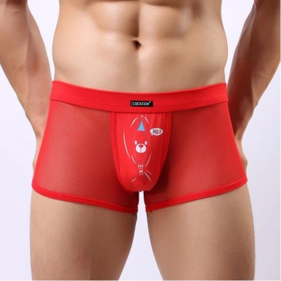 Мужские трусы-боксеры из сетки Cockcon Unzip-Me Boxer с пикантным принтом Мужские трусы-боксеры из сетки Cockcon Unzip-Me Boxer с пикантным принтом
