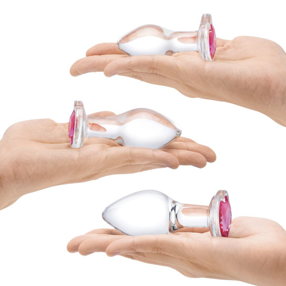 Набор из 3 стеклянных анальных пробок Heart Jewel Plug Set Набор из 3 стеклянных анальных пробок Heart Jewel Plug Set